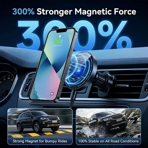 25W Magnetic Wireless Car Charger for Qi2.2 MagSafe with Magnet Ring, [Super Fast Charging & Cooling Metal Body for Heat Disspation] Car Mount Phone Holder for iPhone Samsung Android Phones in Saudi Arabia