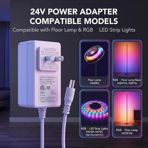 24V Power Adapter Compatible with Govee Floor Lamp & LED Strip Light, White in Saudi Arabia