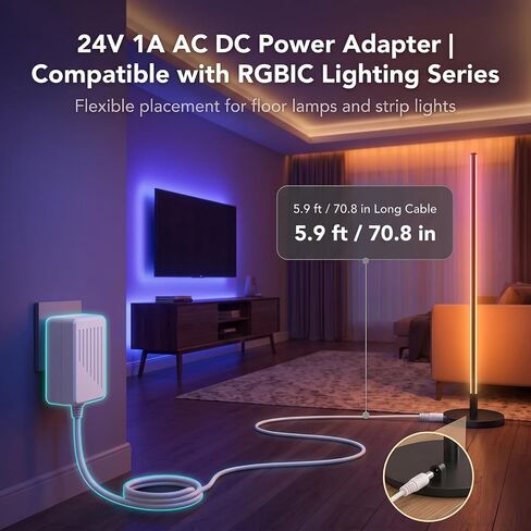 24V Power Adapter Compatible with Govee Floor Lamp & LED Strip Light, White in Saudi Arabia