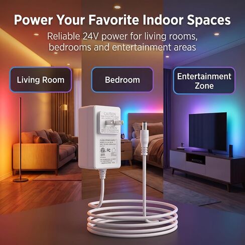 24V Power Adapter Compatible with Govee Floor Lamp & LED Strip Light, White in Saudi Arabia