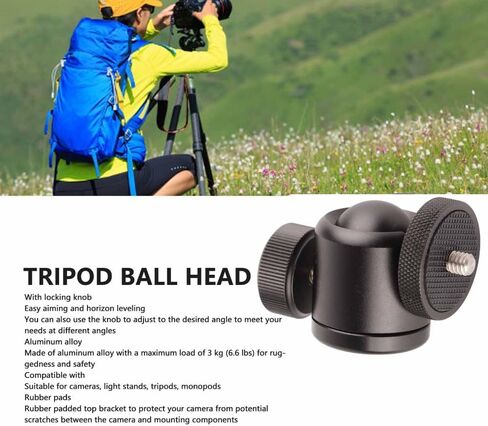 Aluminum Alloy Camera Tripod Ball Head 360 Degree Rotating Panoramic Tripod Mount Ball Head with 1/4inch Thread Hot Shoe for DSLR Camera in Saudi Arabia