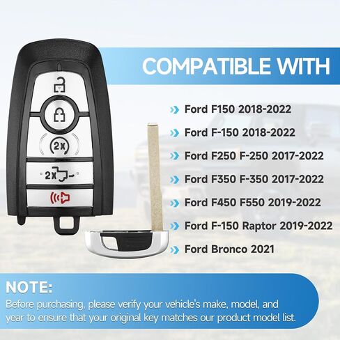 Smart Key Fob Replacement fits for Ford F-150 2018 2019 2020 2021 2022,F-250/F-350 2017-2022,F-450/F-550/F-150 Rapto 2019-2022,Bronco 2021 Keyless Entry Remote M3N-A2C93142600 M3N-A2C931426 902 MHZ in Saudi Arabia