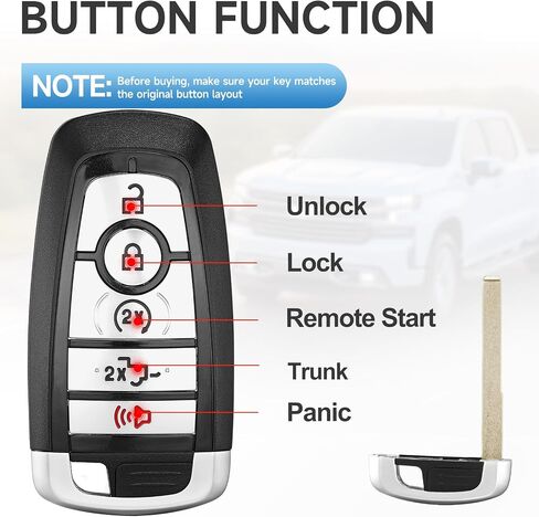 Smart Key Fob Replacement fits for Ford F-150 2018 2019 2020 2021 2022,F-250/F-350 2017-2022,F-450/F-550/F-150 Rapto 2019-2022,Bronco 2021 Keyless Entry Remote M3N-A2C93142600 M3N-A2C931426 902 MHZ in Saudi Arabia