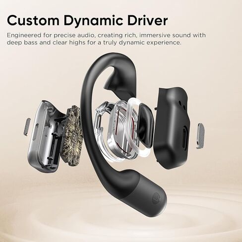 BUGANI Open Ear Headphones, Bluetooth 5.4 Wireless Earbuds with 60H Playtime, ENC Noise Cancelling Mic for Clear Calls, IPX5 Waterproof Sports Earphones for Running Workout Cycling in Saudi Arabia