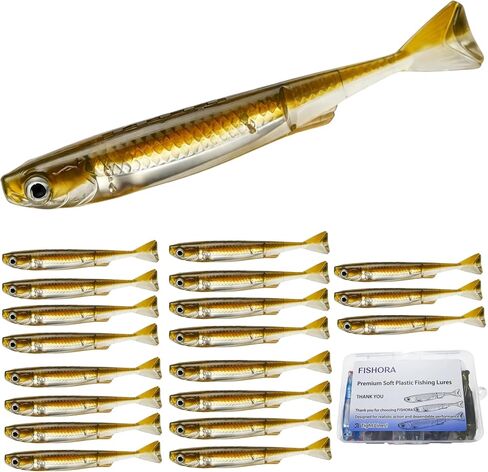 20PCS Paddle Tail Swimbaits with Storage Box, 5 Color Soft Plastic Lures in Kuwait