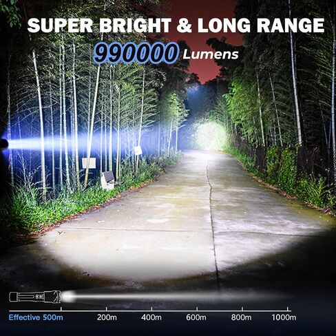 Cinlinso Flashlight High Lumens Rechargeable 2 Pack, 90000 Lumen Super Bright Led Flashlights with 7 Light Modes, IPX6 Waterproof, Powerful Handheld Flash Light for Camping Home Emergencies in Saudi Arabia
