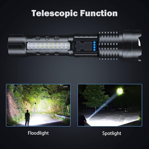 Cinlinso Flashlight High Lumens Rechargeable 2 Pack, 90000 Lumen Super Bright Led Flashlights with 7 Light Modes, IPX6 Waterproof, Powerful Handheld Flash Light for Camping Home Emergencies in Saudi Arabia