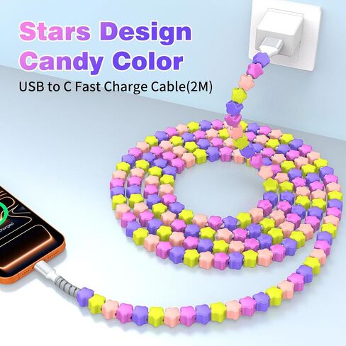 3.5mm Wired Earbuds with Mic for MacBook/Chormebook PC,Magnetic in Ear Buds, USB C Cable Stars Beaded USB-A Charger Cable in Saudi Arabia