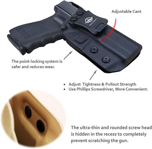IWB Kydex Holster Custom Fit: Glock17 (Gen 1-5) & Glock 22 / Glock 31 (Gen 3-4)- Inside Waistband Concealed Carry - Adj. Cant Retention - Cover Mag-Buttom - Widened Entrance - No Wear, No Jitter in Saudi Arabia
