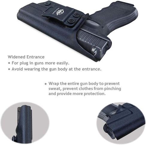 IWB Kydex Holster Custom Fit: Glock17 (Gen 1-5) & Glock 22 / Glock 31 (Gen 3-4)- Inside Waistband Concealed Carry - Adj. Cant Retention - Cover Mag-Buttom - Widened Entrance - No Wear, No Jitter in Saudi Arabia
