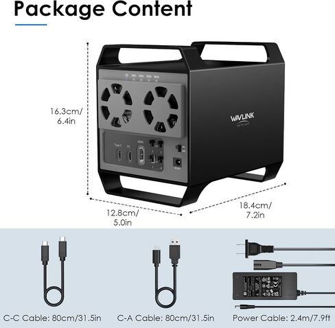 WAVLINK 4-Bay Hard Drive Enclosure for 3.5" and 2.5'' SATA HDD/SSD Featuring 10Gbps USB-C 3.2, Max 128TB Capacity, Built-in Temp-Controlled Cooling Fans, 4K HDMI Stunning Video Output, Aluminum Shell in Saudi Arabia