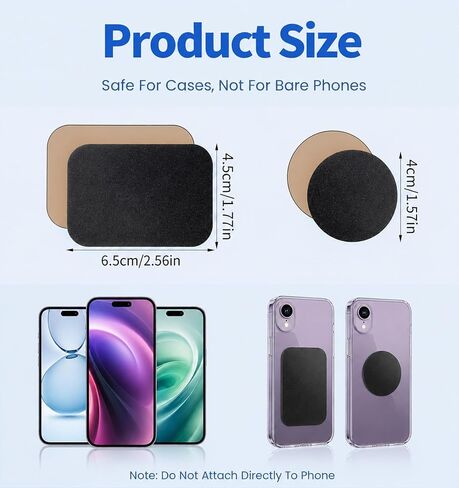 10Pcs Metal Plates For Magnets, Magnetic Sticker For Phone Case(Black) in Saudi Arabia