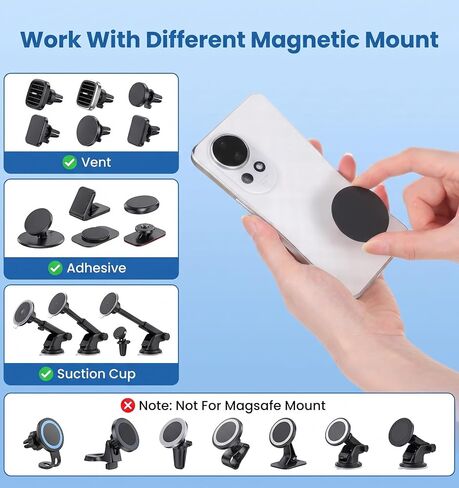 10Pcs Metal Plates For Magnets, Magnetic Sticker For Phone Case(Black) in Saudi Arabia