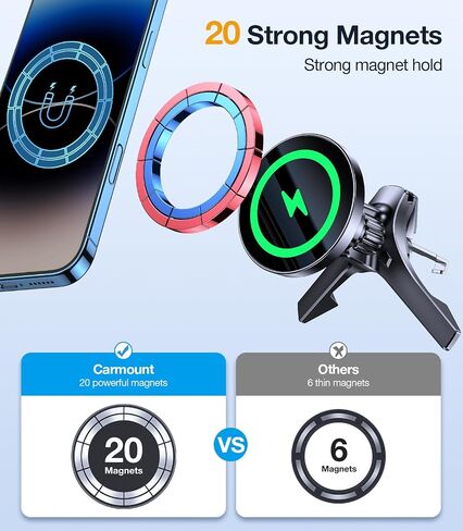 for MagSafe Car Mount Charger【2025 Ultra Magnet】 15W Wireless Car Phone Holder Charger【Hands Free】 Magnetic Phone Holders for Your Car Vent for iPhone 16 15 14 13 12 Pro Max-Black in Kuwait