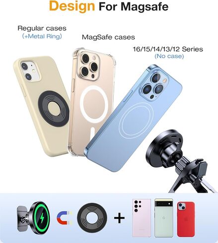 for MagSafe Car Mount Charger【2025 Ultra Magnet】 15W Wireless Car Phone Holder Charger【Hands Free】 Magnetic Phone Holders for Your Car Vent for iPhone 16 15 14 13 12 Pro Max-Black in Kuwait