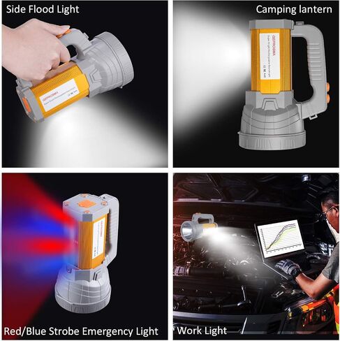 Powerful Led Flashlight High Lumens USB C Rechargeable, Super Bright Strong Metal Handheld Spotlight High Powered Long Range 800yd/Side Lantern/Long Lasting/Strap, for Home Outdoor in Kuwait
