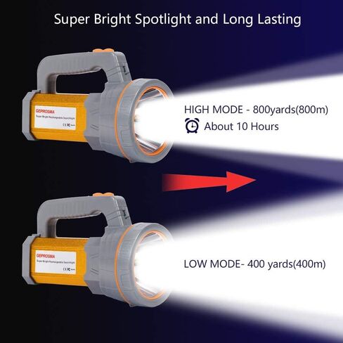 Powerful Led Flashlight High Lumens USB C Rechargeable, Super Bright Strong Metal Handheld Spotlight High Powered Long Range 800yd/Side Lantern/Long Lasting/Strap, for Home Outdoor in Kuwait