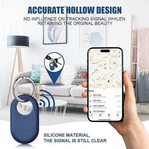 Smart Tag 2 Case Compatible with Samsung Galaxy SmartTag2 Holder, Anti Lost Secure Keyring for Keys Pet Collar Luggage Bag Travel, Full Cover Protective SmartTag 2 Keychain, 4-Pack Black/Blue in Saudi Arabia