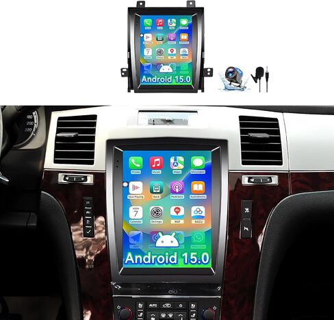 راديو ستيريو للسيارة 4+64G Android 15 متوافق مع Cadillac Escalade/Sailway SLS 2007-2014، شاشة لمس 9.7 بوصة تدعم CarPlay Android Auto اللاسلكي، بلوتوث/FM/GPS/WiFi/SWC/كاميرا احتياطية in Kuwait