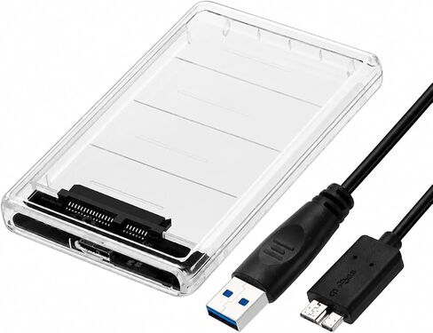 Transparent 2.5 Inch SSD Enclosure USB 3.0, SATA to USB 3.0 UASP 5Gbps, Tool-Free, Clear Hard Drive Case 7mm/9.5mm, Up to 2TB, for Windows Mac Linux, with PU Carry Bag in Saudi Arabia