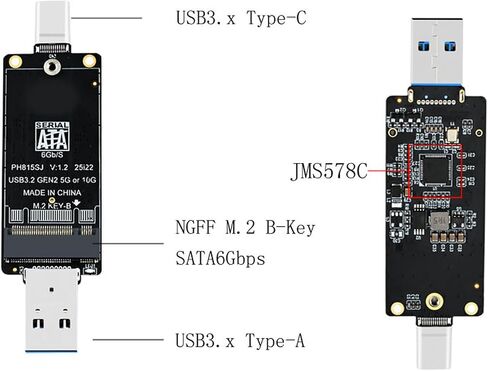 M.2SATA to USB Double Interfaces Adapter Board for 2242 Drive with USB a and Type C Connection Drive Enclosure in Saudi Arabia