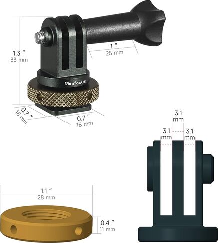 MINIFOCUS 1/4" Adapter Screw Head Camera Mount for Gopro Hot Shoe Mount, Cold Shoe Mount Adapter with Aluminum CNC Thumb for GoPro Hero 13/12/114, DJI Osmo Action, Campark and Other Action Cameras in Kuwait