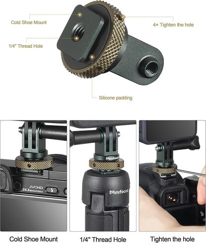 MINIFOCUS 1/4" Adapter Screw Head Camera Mount for Gopro Hot Shoe Mount, Cold Shoe Mount Adapter with Aluminum CNC Thumb for GoPro Hero 13/12/114, DJI Osmo Action, Campark and Other Action Cameras in Kuwait