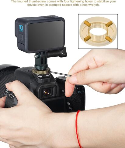 MINIFOCUS 1/4" Adapter Screw Head Camera Mount for Gopro Hot Shoe Mount, Cold Shoe Mount Adapter with Aluminum CNC Thumb for GoPro Hero 13/12/114, DJI Osmo Action, Campark and Other Action Cameras in Kuwait