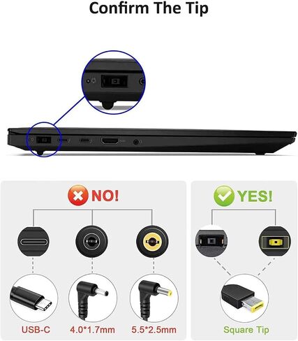 USB C to Thinkpad Charger Adapter -Female Type C to DC Slim Tip Yellow Plug Converter PD Charging Power Connector w/LED Display for IdeaPad B50 Edge Flex Helix Yoga 11 E560 T450 T460 G50 Lenovo Laptop in Saudi Arabia