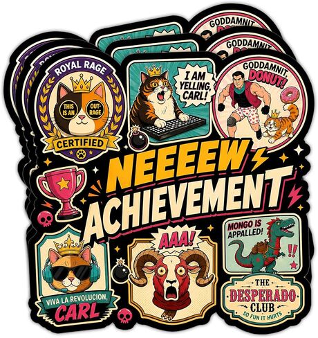 3 Pack New Achievement Sticker Sassy LitRPG Dungeon Crawler Fan Princess Donut Vinyl Decal Waterproof Laptop Water Bottle Car Window Bumper Reader Humor Gift 3 Inch (3 Inch) in Saudi Arabia