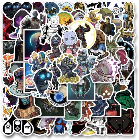 63pcs Destiny 2 Sticker, Cute Cartoon Vinyl Waterproof Stickers for Water Bottle,Skateboard,Laptop,Phone,Journaling,Scrapbooking Decals for Party Supply Decor in Saudi Arabia