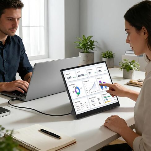 17.5" Portable Touchscreen Monitor, 1920×1200 IPS 16:10 Display, USB-C & HDMI Plug-and-Play, Built-in Dual Speakers, Ultra-Slim Travel Monitor for Laptop, PC, Smartphone & Game Consoles in Kuwait