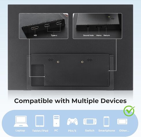 17.5" Portable Touchscreen Monitor, 1920×1200 IPS 16:10 Display, USB-C & HDMI Plug-and-Play, Built-in Dual Speakers, Ultra-Slim Travel Monitor for Laptop, PC, Smartphone & Game Consoles in Kuwait