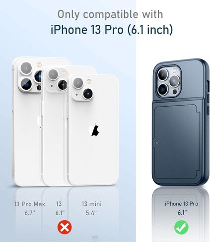 WeLoveCase for iPhone 13 Pro Wallet Case for Women with Credit Card Holder & Hidden Mirror, Two Layer Shockproof Heavy Duty Protection Cover Protective Case for iPhone 13 Pro - 6.1 Inch Blue in Saudi Arabia