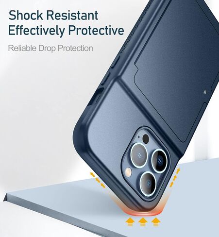 WeLoveCase for iPhone 13 Pro Wallet Case for Women with Credit Card Holder & Hidden Mirror, Two Layer Shockproof Heavy Duty Protection Cover Protective Case for iPhone 13 Pro - 6.1 Inch Blue in Saudi Arabia