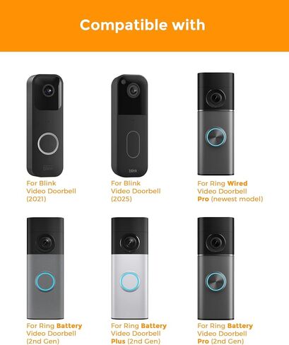 35° Adjustable Doorbell Angle Mount for Ring Wired Doorbell 2K, 2K Plus & 4K Pro, Battery Doorbell 2K Plus & 4K Pro, Blink Video Doorbell 1st/2nd Gen, Left/Right Adjustable Doorbell Mounting Bracket in Saudi Arabia