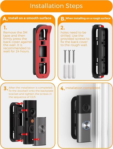 35° Adjustable Doorbell Angle Mount for Ring Wired Doorbell 2K, 2K Plus & 4K Pro, Battery Doorbell 2K Plus & 4K Pro, Blink Video Doorbell 1st/2nd Gen, Left/Right Adjustable Doorbell Mounting Bracket in Saudi Arabia