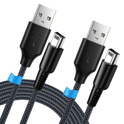 2 حزمة كابل شاحن USB وUSB-C مجدول لـ 3DS/3DS XL/3DS LL/2DS/DSi/DSi XL/2DS XL/New 2DS LL، ملحق كابل شحن من النوع C (5 أقدام) in Kuwait