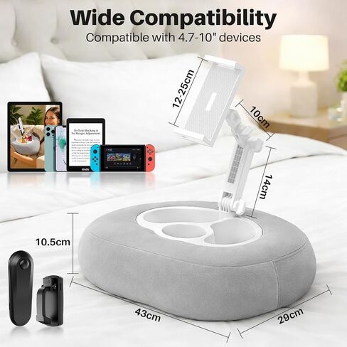 Kindle Pillow Stand with Wireless Page Turner, Kindle Holder for Bed with Storage Tray, Adjustable Tablet Pillow Stand for Hands-Free Reading, Fits Kindle & Tablets 4.7–11", Reading Accessories Gift in Saudi Arabia