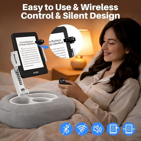 Kindle Pillow Stand with Wireless Page Turner, Kindle Holder for Bed with Storage Tray, Adjustable Tablet Pillow Stand for Hands-Free Reading, Fits Kindle & Tablets 4.7–11", Reading Accessories Gift in Saudi Arabia