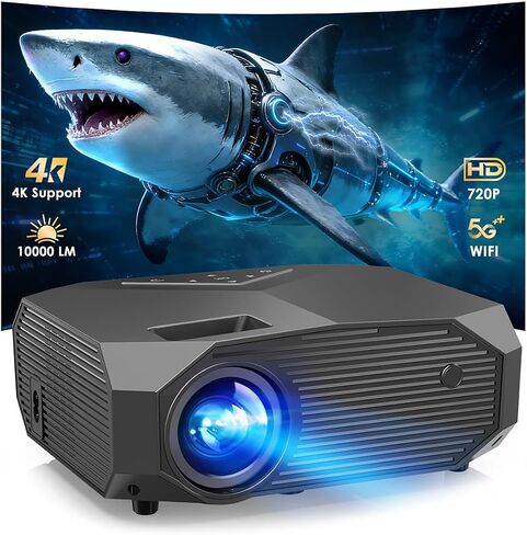 [Compatible with Netflix/High Brightness] Smart Projector with WiFi 6 and Bluetooth 5.3, 4K Outdoor Movie Projector with Prime Video/YouTube, Portable Proyector Compatible with HDMI/USB/iOS/Android in Saudi Arabia