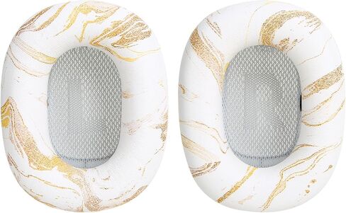 Ear Cushion Pads for AirPods Max Earpads Replacement with Protein Leather, Memory Foam and Magnet, Gorgeous and Luxury Style with White Gilding Pattern in Saudi Arabia