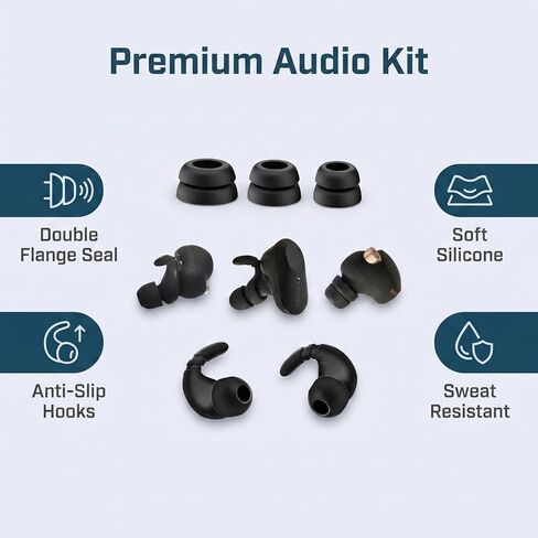 Double Flange Ear Tips & Anti-Slip Ear Hooks, Universal Replacement Kit in Saudi Arabia
