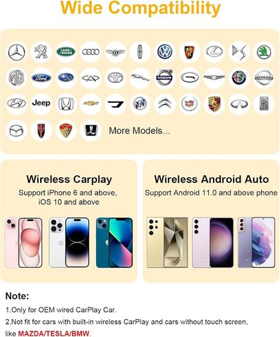 AI Box Magic Video Box, 4-in-1 Wireless CarPlay & Android Auto Adapter with Netflix YouTube TF Card Slot Convert Wired to Wireless, Dual WiFi, USB-A/USB-C Plug & Play Dongle for OEM Wired CarPlay Cars in Saudi Arabia