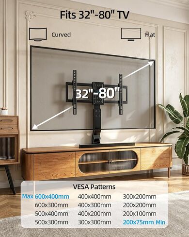 Supcline Table Top Universal TV Stand for 32-80 inch TVs up to 220 lbs in Saudi Arabia