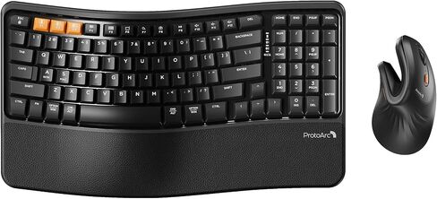 ProtoArc EKM02 Wave Keys Ergonomic Wireless Keyboard and Mouse, Black in Saudi Arabia
