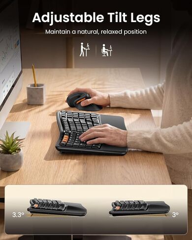 ProtoArc EKM02 Wave Keys Ergonomic Wireless Keyboard and Mouse, Black in Saudi Arabia