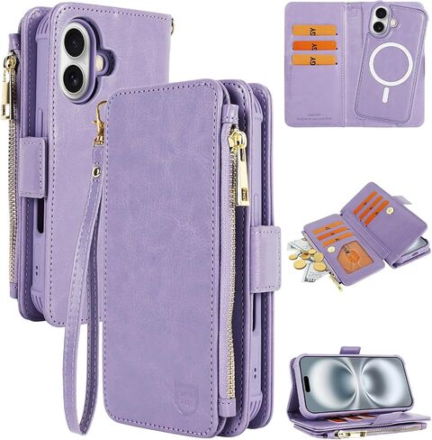 VANAVAGY Detachable Wallet Case for iPhone 16 Plus, Salmon Pink in Saudi Arabia