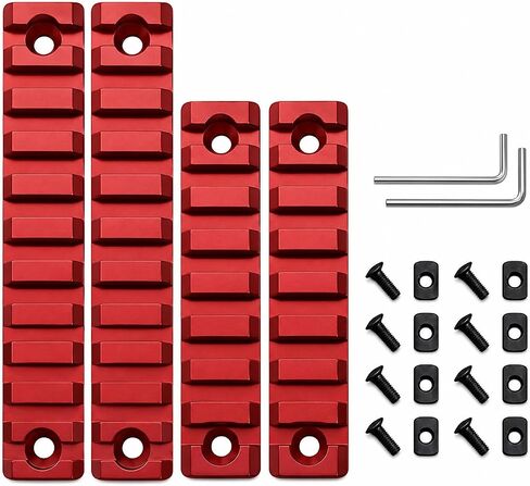 Gotical 2-Pack 11 Slots and 9 Slots MLOK Rail Sections for M Lok Handguard Eleven Slots Rail Picatinny Rail Aluminum and Finish Red in Saudi Arabia