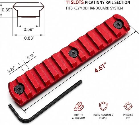 Gotical 2-Pack 11 Slots and 9 Slots MLOK Rail Sections for M Lok Handguard Eleven Slots Rail Picatinny Rail Aluminum and Finish Red in Saudi Arabia